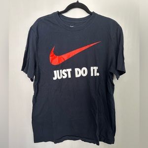 Nike Dark Blue/Black with Orange Swoosh Logo Tee